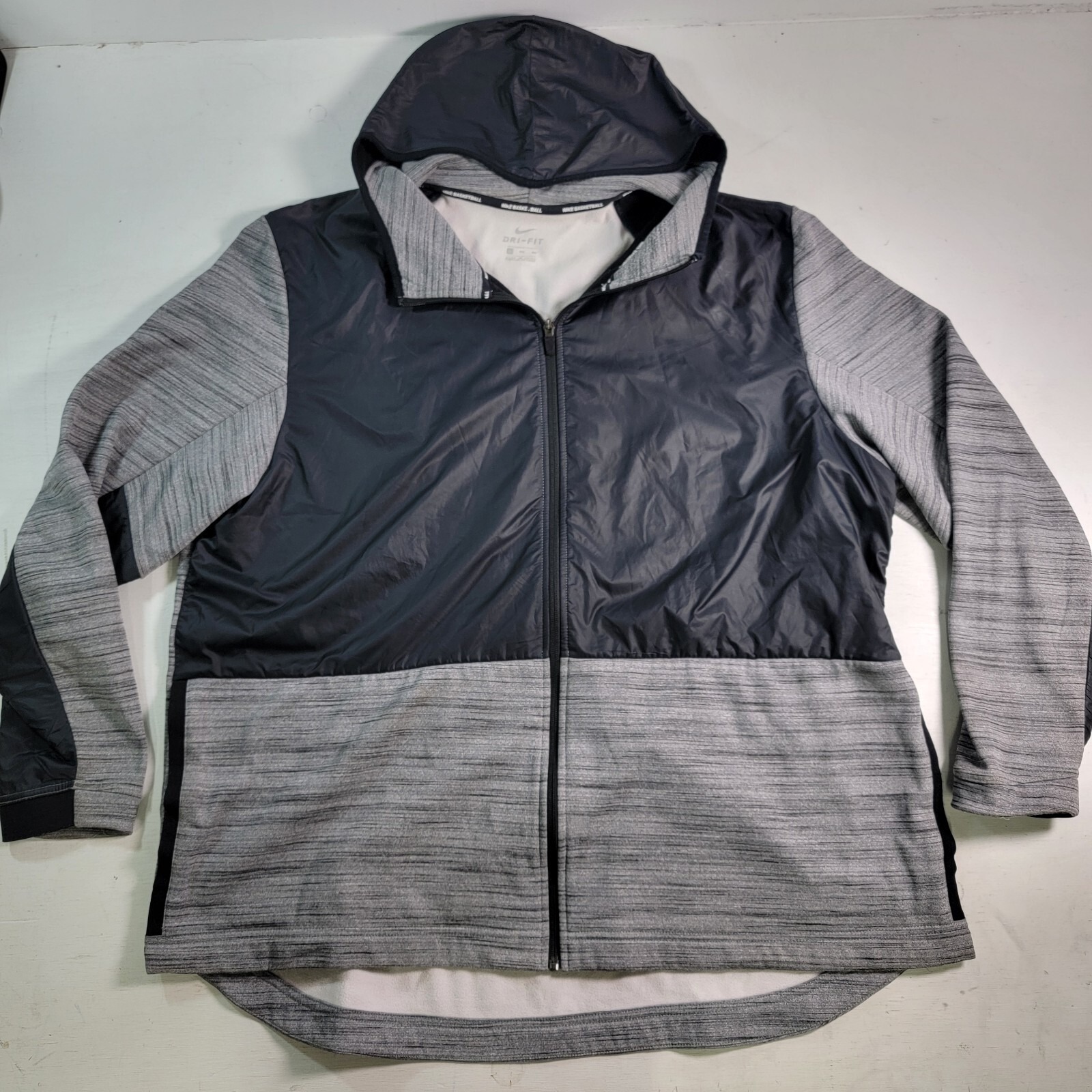 Nike Dri Fit Basketball Full Zip Hoodie Jacket Black Gray Aq4165-010 Men's 3xl